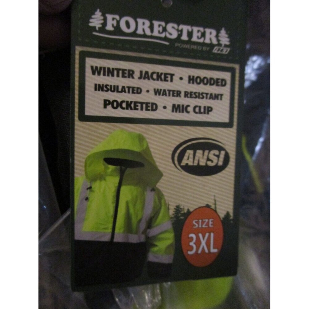 Forester Hi-Vis Yellow Insulated Bomber Jacket Hooded Winter Jacket Pocketed 3XL